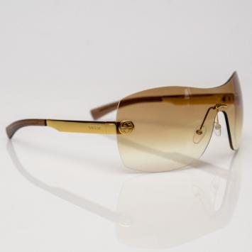Pre Owned Gucci Brown Shield Sunglasses