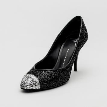 Giuseppe Zanotti Black Glitter Silver Cap Toe Pumps Size 38