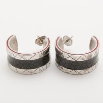 KENZO Silver and Enamel Small Hoop Earrings