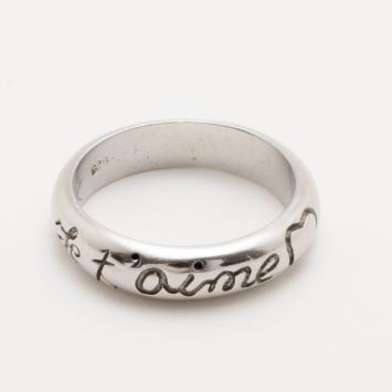 Yves Saint Laurent "Je t'aime" Silver Ring Size 48