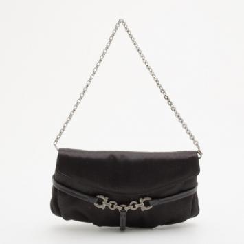 Salvatore Ferragamo Black Satin Clutch