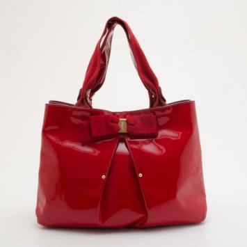 Salvatore Ferragamo Red Selene Patent Tote