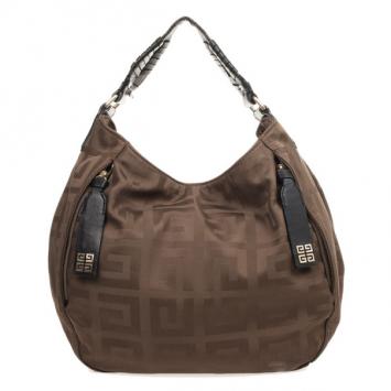 Pre Owned Givenchy Brown Monogram Canvas Logo Hobo
