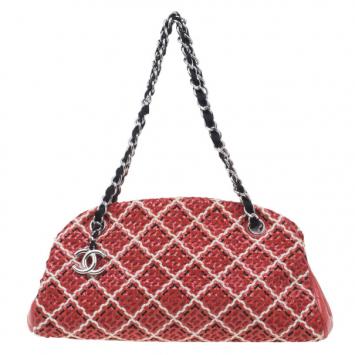Chanel Red & Black Patent Mademoiselle Bowling Bag
