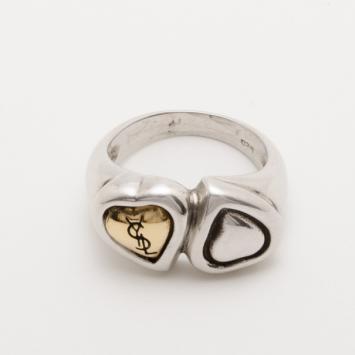 Yves Saint Laurent Contrarie Heart Love Silver Ring Size 52