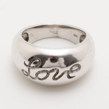 Saint Laurent Paris "Love" Silver Large Band Ring Size 54