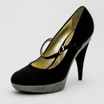Dolce and Gabbana Black Suede Mary Jane Buckle Platform Pumps Size 39