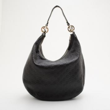 Gucci Black Guccissima 'GG Twins' Medium Hobo