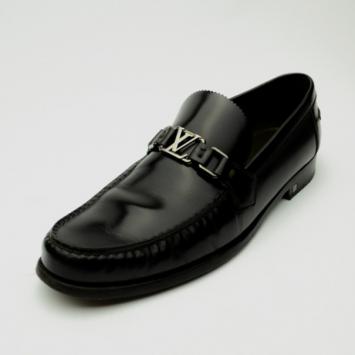 Pre Owned Louis Vuitton Dark Brown Leather Major Loafers Size 44