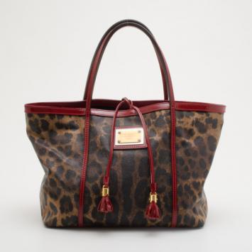 Dolce and Gabbana Miss Escape Leopard Print Tote 