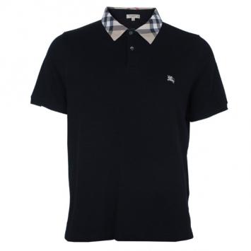 Pre Owned Burberry Men’s Black Novacheck Collar Polo Shirt XL
