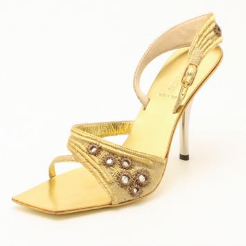 Fendi Gold Embroidered High Heel Sandals Size 39