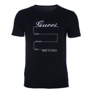 Pre Owned Gucci Men's Black Logo Print T-Shirt M