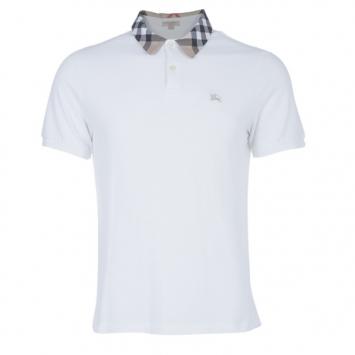 Pre Owned Burberry Men's White Novacheck Collar Polo Shirt L