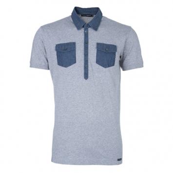 Pre Owned Dolce and Gabbana Men's Grey Dark Denim Contrast Polo Shirt XXL