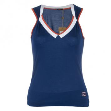 Gucci Navy Contrast Trim Sleeveless Top XS