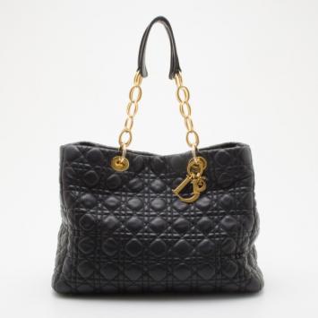 Dior Black Lambskin Soft Shopper Tote