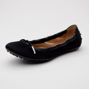Tod's For Ferrari Black Satin Ballerina Flats Size 36