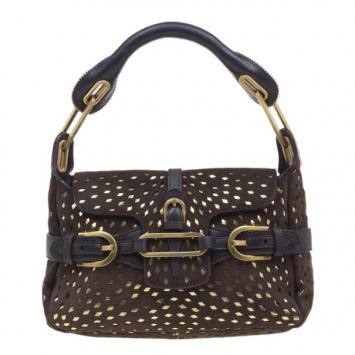 Jimmy Choo Brown Suede Laser Cut Tulita Bag
