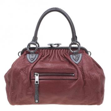 Marc Jacobs Red Leather and Grey Python Trim Stam