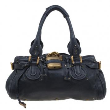 Chloe Black Leather Paddington Lock Satchel