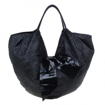 Pre Owned Valentino Black PVC Bow-Detail Hobo