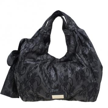 Pre Owned Valentino Black Nuage Bow All Lace Large Hobo