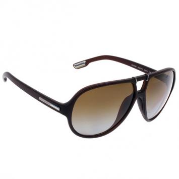 Pre Owned Dolce and Gabbana Brown Acetate Aviator Sunglasses