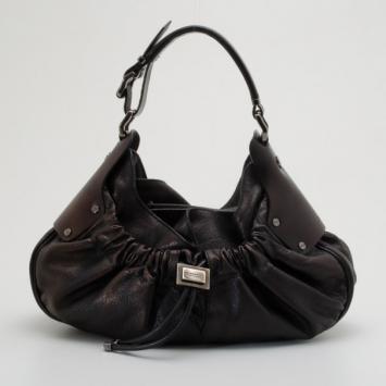Pre Owned Burberry Metallic Leather Drawstring Warrior Hobo bag