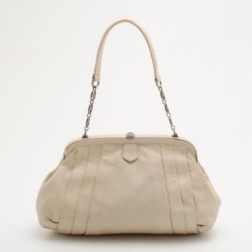 Moschino Beige Leather Pleated Shoulder Bag