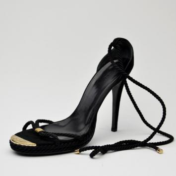 Gucci Black Rope High Heel Sandals Size 41
