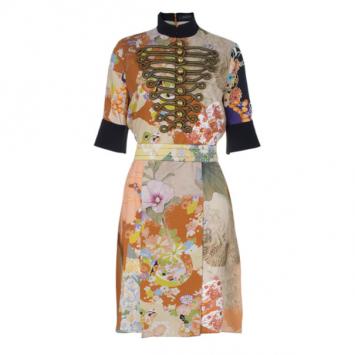 Gucci Military Detail Floral Print Dress M