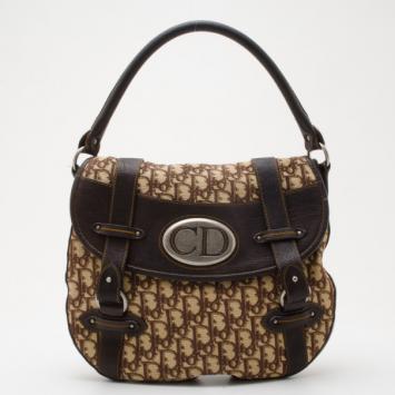 Dior Brown Denim Logo Hobo