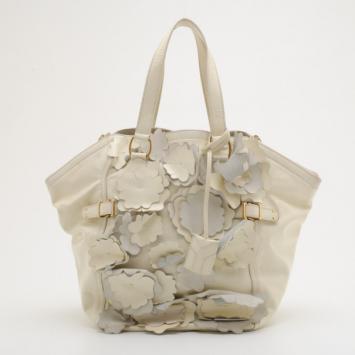 Yves Saint Laurent Limited Edition Cream Patent Leather Downtown Tote