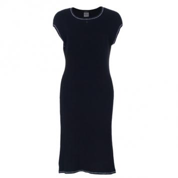 Chanel Black Sleeveless Rib Knit Dress M