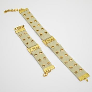 Dior Cream Bracelet and Collar with Golden Details