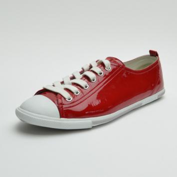Prada Sport Red Patent Leather Cap Toe Sneakers Size 40