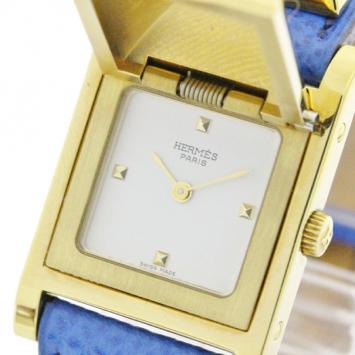 Hermes White Gold-Plated Medor Women's Wristwatch 23MM