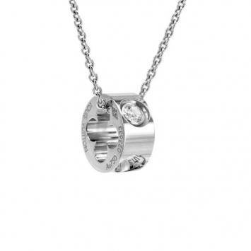 Louis Vuitton Diamond 18kt White Gold Small Empreinte Pendant with 18kt Gold Chain