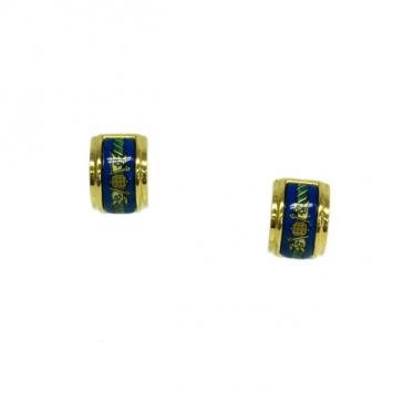 Hermès Blue Enamel Gold Plated Metal Earrings