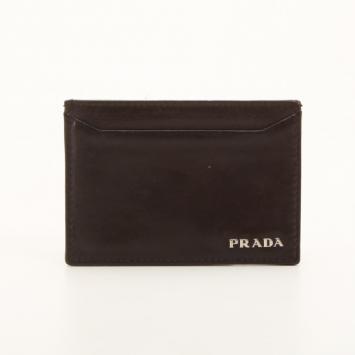 Prada Brown Leather Business Card Holder 