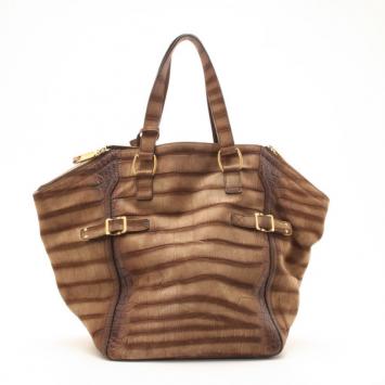 Yves Saint Laurent Croc Embossed Nubuck Downtown Bag