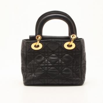 Dior Black Leather Mini Lady Dior Bag