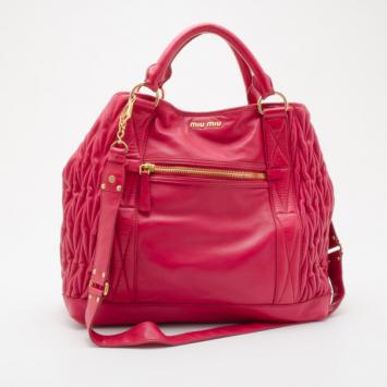 Miu Miu Hot Pink Quilted Convertible Tote