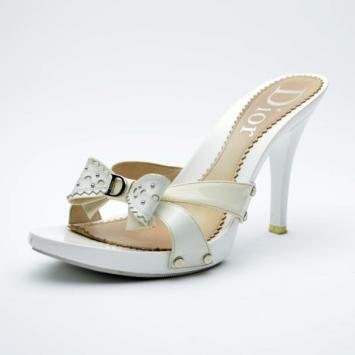 Dior White Bow Detail Sandals Size 38