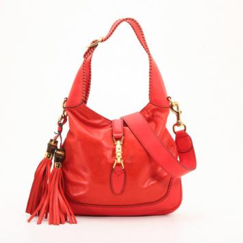 Gucci Red Leather 'New Jackie' Shoulder Bag
