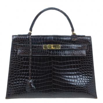 Hermes Cocaon Brown Crocodile Kelly 32