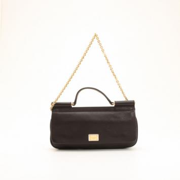 Dolce and Gabbana Black Leather Mini Miss Sicily Bag