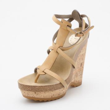 Stella McCartney Demetra Cork and Faux-Suede Wedges Size 37.5