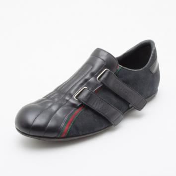 Pre Owned Gucci Black Leather Velcro Sneakers Size 43